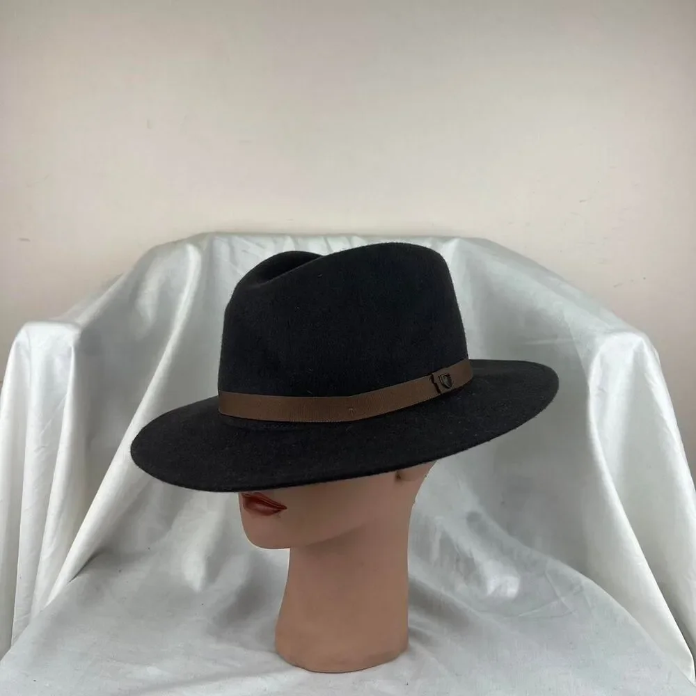 Brixton Messer Fedora Brown Hat With Brown Leather Size S